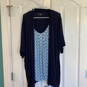 Croft and Barrow Navy top with faux cardigan